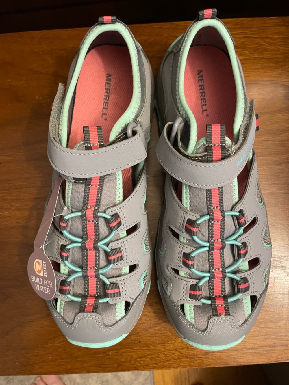 NWT Merrell Kids' Gray & Mint Water-Ready Sandal Sneaker - Size 6